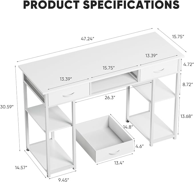 DUMOS 48" Small Computer Home Office Desk - Image 3