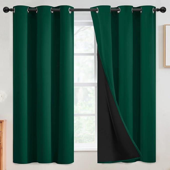 SimpleHome Dark Green 100% Blackout Curtains Room Darkening Living Room 63 | by SimpleHome
