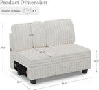 Belffin Corduroy Fabric Loveseat Module - Image 2