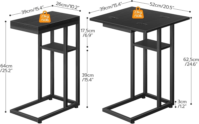 HOOBRO Foldable End Table, C Shaped Side Table - Image 3