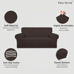 Easy-Going Stretch Oversized Loveseat Couch Covers Washable Chocolate | 1-Piece - Image 3
