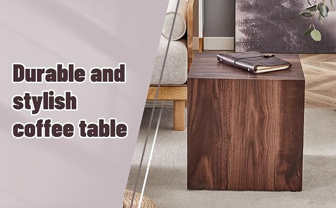 16'' Cube Coffee Table with Wood Grain Pattern, Square No Assembly End Table - Image 7