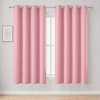 Blackout Curtains 66 x 54 Inch Long Pink Curtains Set of 2 Panels Room by Lemomo