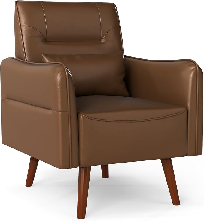 Bonzy Home Mid-Century Modern Faux Leather Accent Chair - Image 8