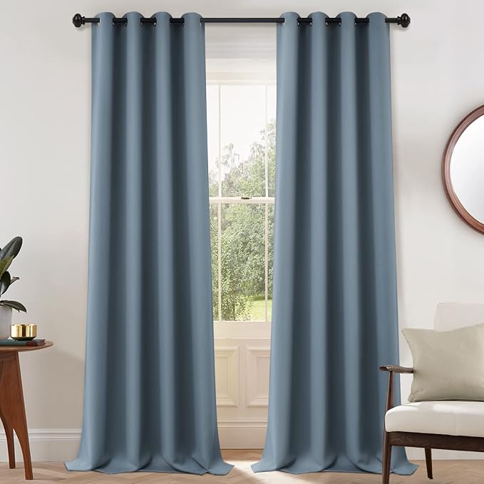 Yakamok Room Darkening Curtains 52x108 inch Length Stone Blue-Living Room | 2 by Yakamok