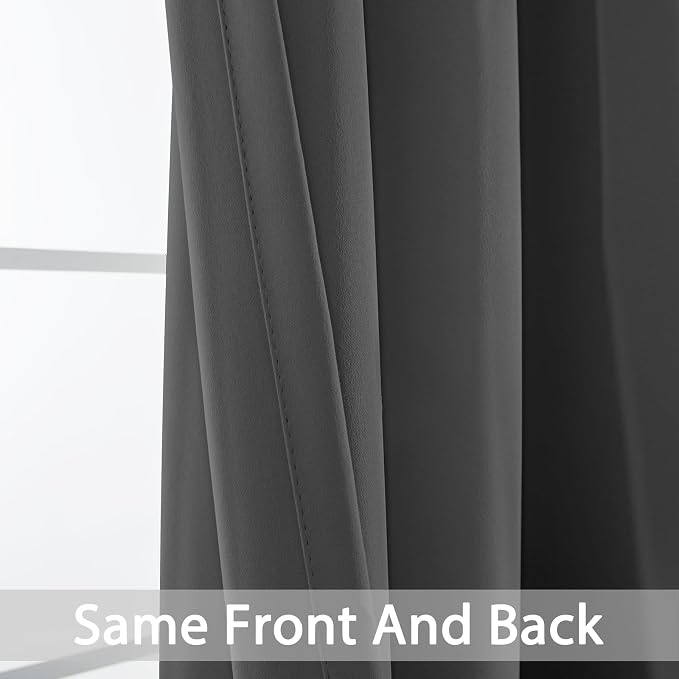 Yakamok Room Darkening Curtains 62x84 inch Length Charcoal Grey-Living Room | 2 - Image 3