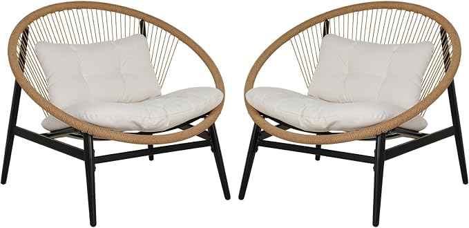Grand patio Oversized Outdoor Chairs Set of 2, Wicker Patio Chairs - Image 5