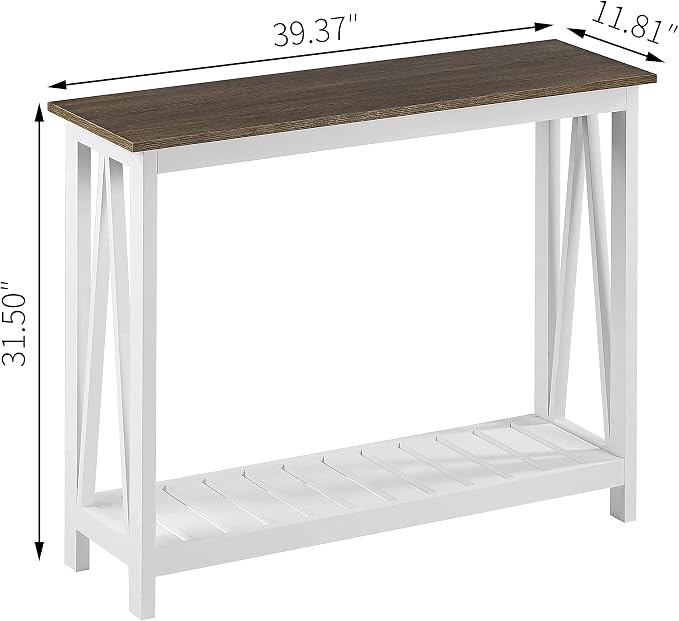 ChooChoo Farmhouse Console Table, Rustic Vintage Narrow Sofa Table - Image 2