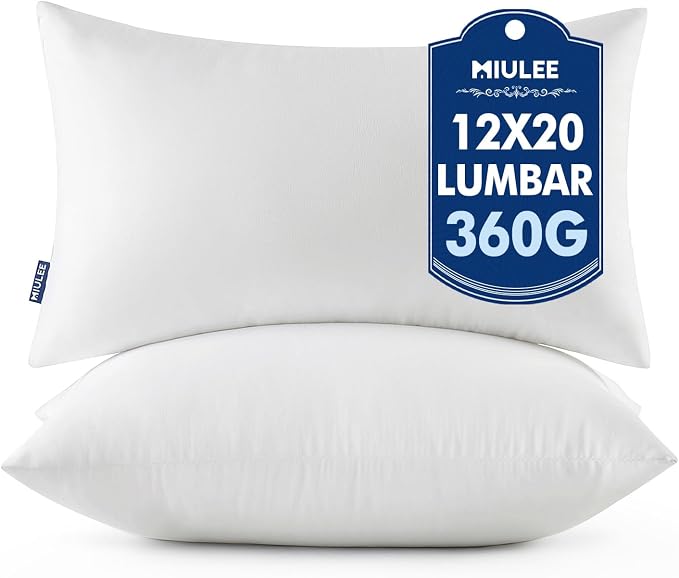 MIULEE 12x20 Throw Pillows Inserts 2 Pack, Decorative Pillows by MIULEE