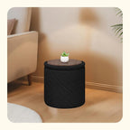PINPLUS Ottoman with Stroage Round Boucle Ottoman and Tray Sherpa Removable - Image 2