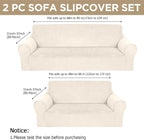 Peryiter 2 Pcs Sofa Covers Couch and Loveseat Covers Set Stretch Sofa Slipcover - Image 2