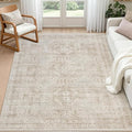 3x5 Area Rugs Living Room: Bedroom Neutral Washable Carpet Brown | Vintage Boho by Luxturiy