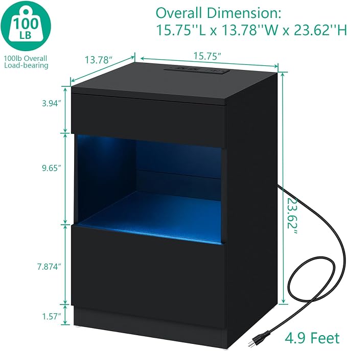 HOMMPA Open Shelf LED Nightstand - Image 2