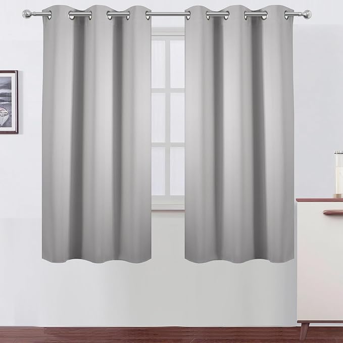Light Grey Blackout Curtains 38 x 63 Inch Length/Set of 2 Curtain by Lemomo
