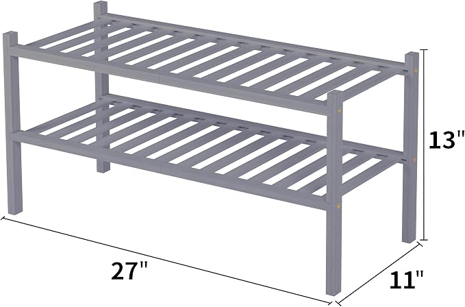 ROMGUAR CRAFT 2 Tier Bamboo Shoe Rack - Image 3
