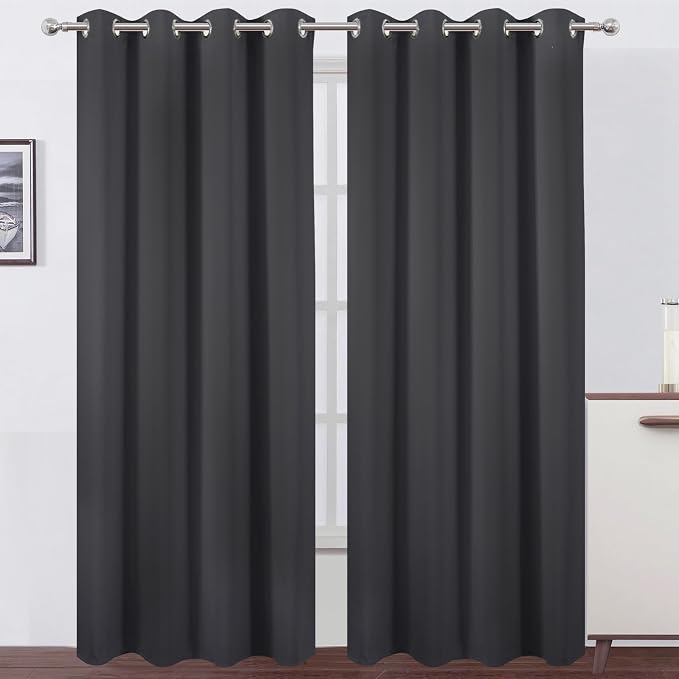 Blackout Curtains 66 x 84 inch/Dark Grey Curtains Set of 2 Panels/Thermal by Lemomo