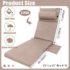 Wenqik 2 Pcs Outdoor Chaise Lounge Cushion - Image 3
