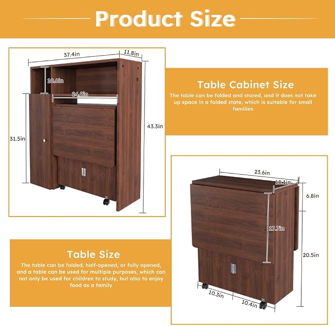 Wall-Mounted Folding Dining Set, Smart Sideboard - Image 3