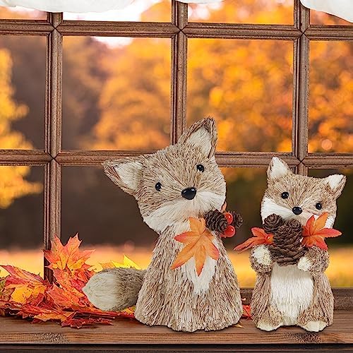 winemana Fall Decor Set of 2 Sisal Fox, Thanksgiving Decorations for Home - Image 6