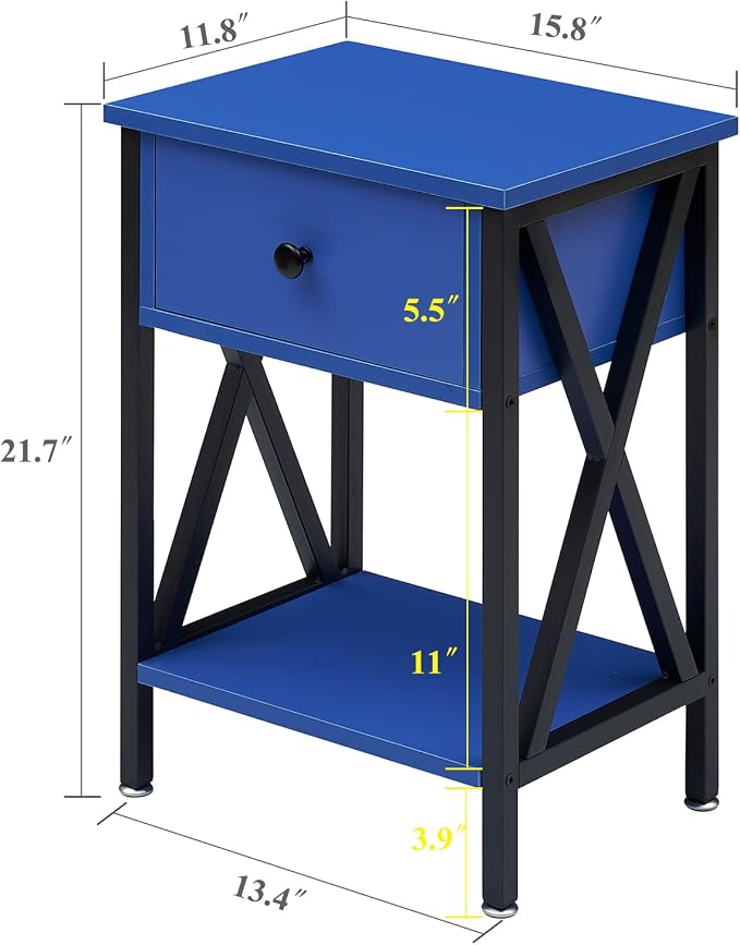 VECELO Nightstands Set of 2, Modern Bedside End Tables, Night Stands - Image 3