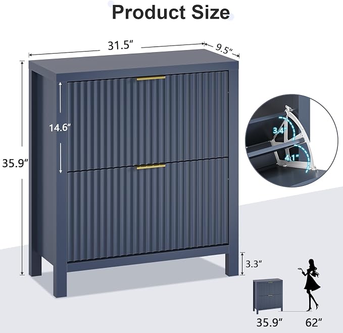 YOMILUVE Shoe Cabinet Storage for Entryway, Fluted Shoe Cabinet - Image 2