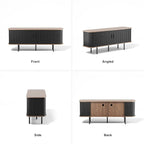 55''W Black Cabinet with Storage, Media Console, Tambour TV Stand, Television - Image 8