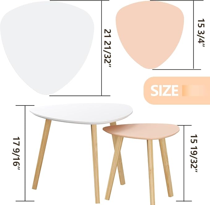 BAMEOS Bamboo Nesting Triangle End Table - Image 2