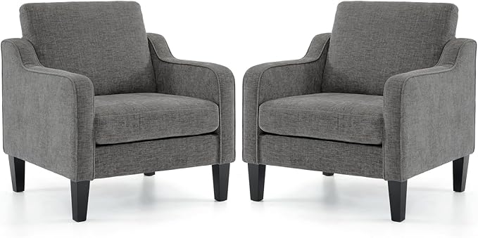 VINGLI Accent Chairs Set of 2 for Living Room, Light Grey Mid Century Modern by VINGLI