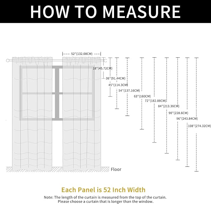 SpaceDresser Check Sheer Curtains 96 Inches Long - Image 5