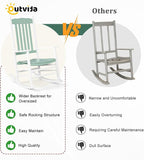 Outvita Outdoor Rocking Chair, Solid Wood High Back Rocker, All Weather Lounge - Image 4