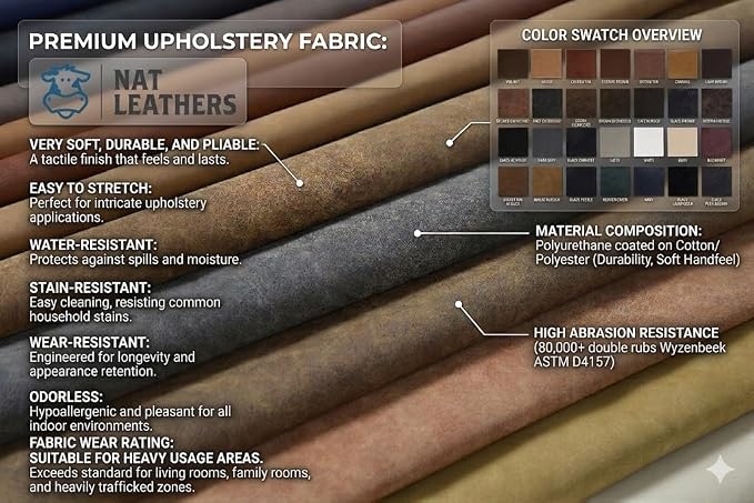 NAT LEATHERS | Tan Cognac 2 Tone Soft Faux Vegan Leather PU | 2 Yards Cut by - Image 4