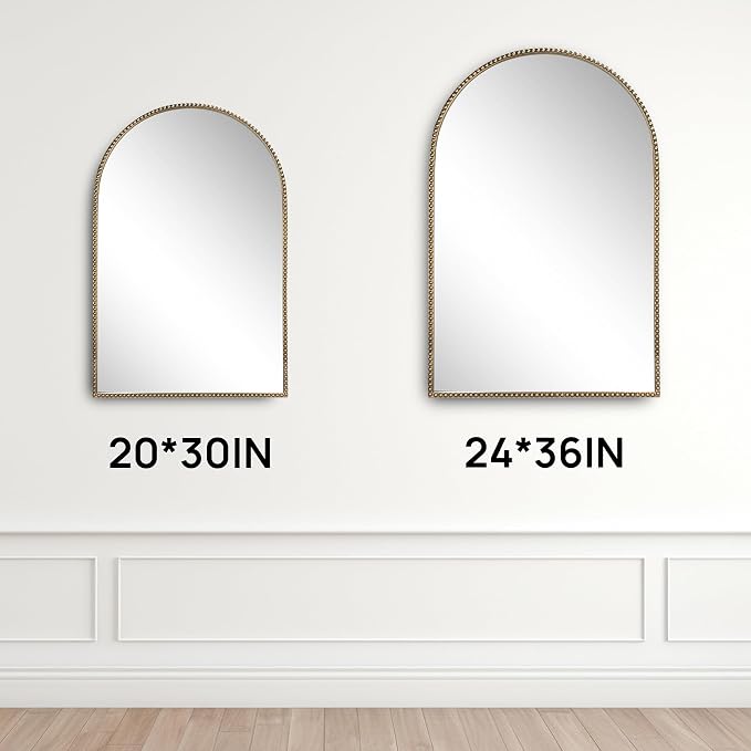 Antique Gold 24"x36" Arched Wall Mirror - Image 2