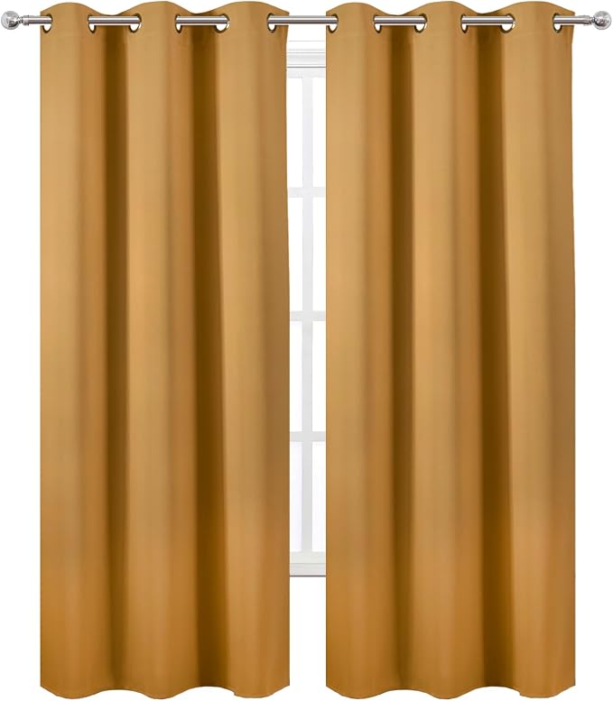 Mustard Yellow Thermal Blackout Curtains/42 x 84 Inch/Set of 2 Panels Room - Image 2