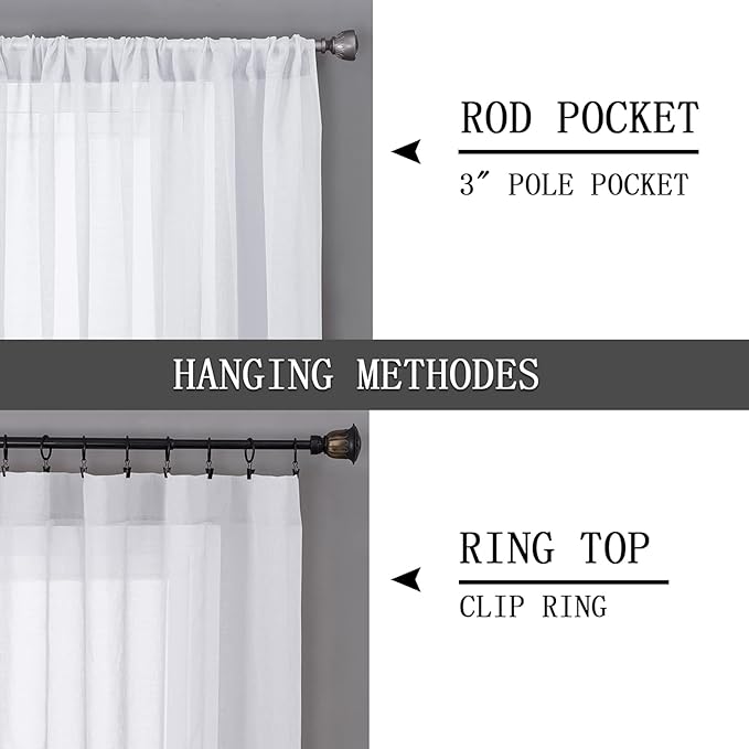 Tollpiz Sheer Curtains Linen Textured Living Room Curtain Sheers Light - Image 5