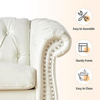 Mid-Century 3 Seater Sofa, Faux Leather Couch - Image 3