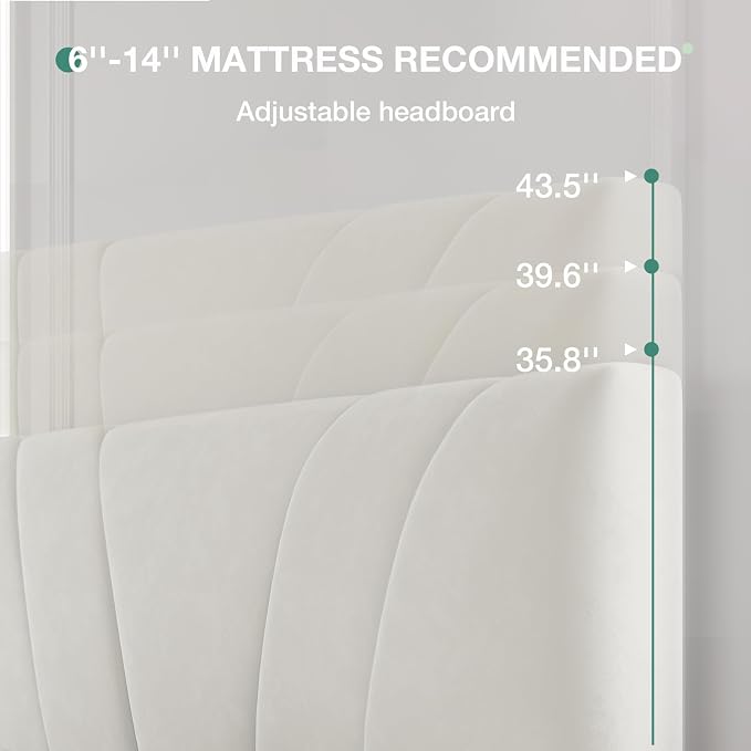 Novilla King Bed Frame and Headboard, King Bed Frame, Velvet Upholstered Bed - Image 4