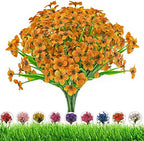 Artificial Outdoor Flowers,8 Bundles Outdoor Fake Flowers UV Resistant Faux Outside Plastic Flower Plants for Outside Indoor Décor(Orange Red) by DRTDERUITAI