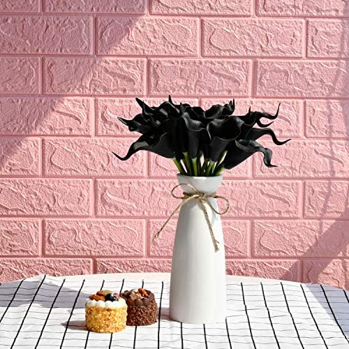 ONLY ART Artificial Black Calla Lily 20pcs – 13.5" PU Faux Flowers with Flexible Stems, Soft Texture, for New Year and Valentine's Day Home, Wedding & DIY Decor - Image 7
