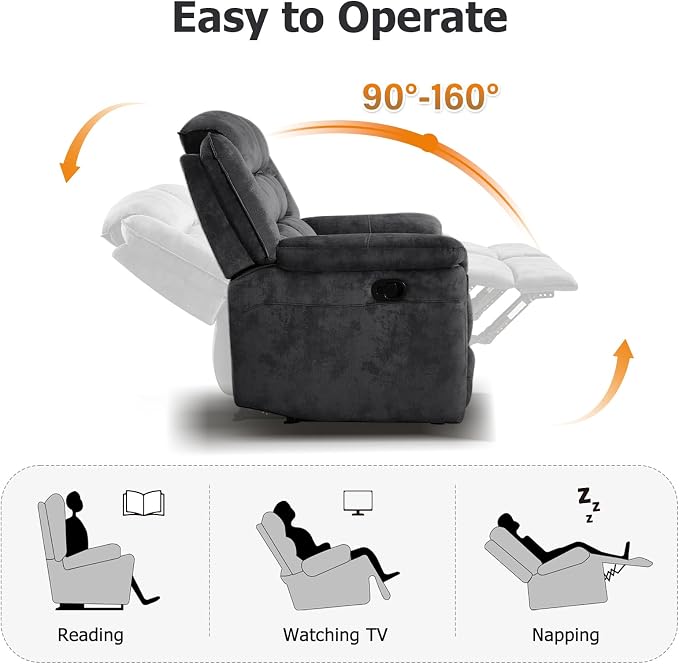 EBELLO 2 Pieces Reclining Loveseat Couch Furniture Set, Soft Fabric Manual - Image 4