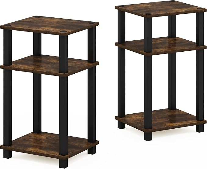 Furinno JUST Side Table Set of 2, 3-Tier Open Shelf End Table, Toolless - Image 6