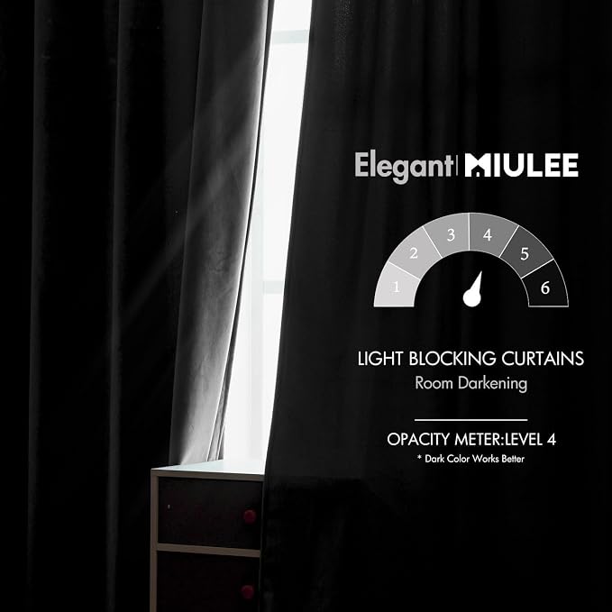 MIULEE Velvet Curtains 52x96 inches 2 Panels Gray Blackout Curtains | Luxury - Image 5