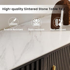 POVISON Fully-Assembled Sliding Tambour Door TV Stand, Mid Century Modern - Image 3