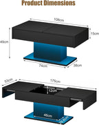 HedoAjim Black LED Coffee Table - Image 2