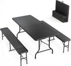 VINGLI Picnic Table Set with 2 Benches, 6 Feet Camping Table Chair Set by VINGLI