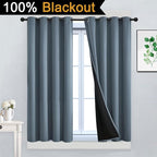 Yakamok Stone Blue 100% Blackout Curtains 45 Inches Long 52" Wide 2 Panel | - Image 2