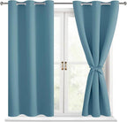 Blackout Curtains for Bedroom, Stone Blue 42 x 45 Inch, 2 Panels | Thermal by Hiasan