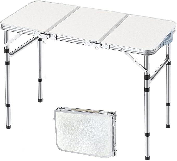 Yriuat Folding Camping Table 3ft Portable Picnic Table Adjustable Height Small by Yriuat