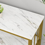 LVB White 3 Tier Console Table, Modern Faux Marble Gold Sofa Entryway Table - Image 4