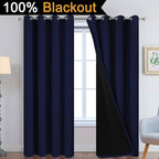 Yakamok Navy Blue 100% Blackout Curtains 96 Inches Long 52" Wide, 2 Panels | - Image 2