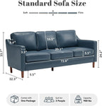 Kingfun 80" Faux Leather Sofa, 3 Seater Couch, Mid Century Modern Couches - Image 2